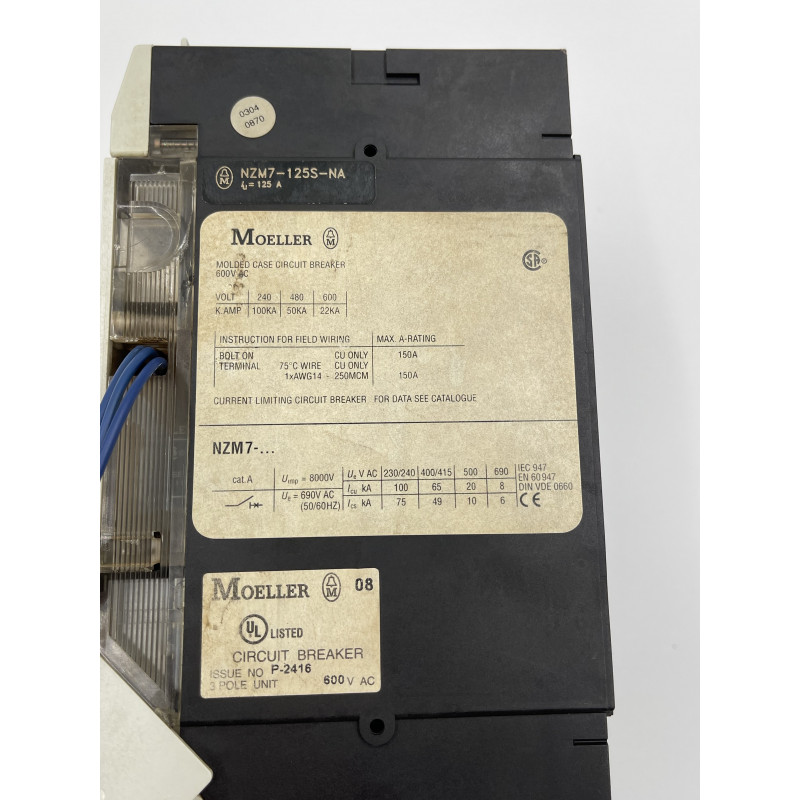 Moeller NZM7-125S-NA Molded Case Circuit Braker