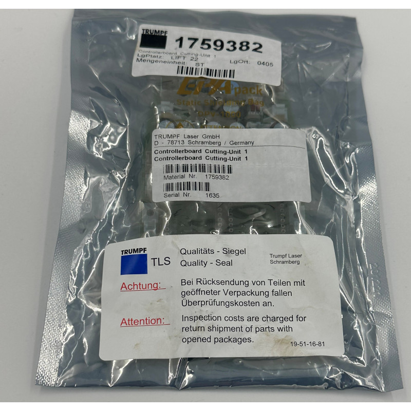 Płyta kontrolna jednostki tnącej TRUMPF 1759382